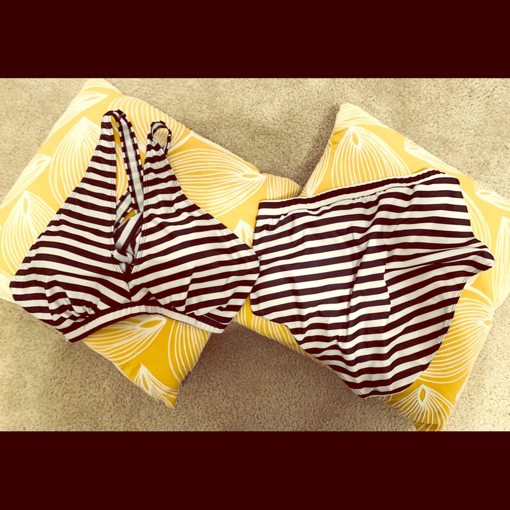 Two Piece Vintage-esque Striped Bathing Suit